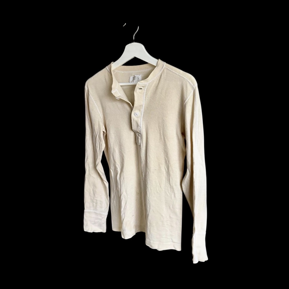 Vintage 50s Military Wool Henley Thermal Shirt Small Type 1 Class 1 Cotton *flaw